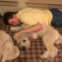 My dog and I sleepin