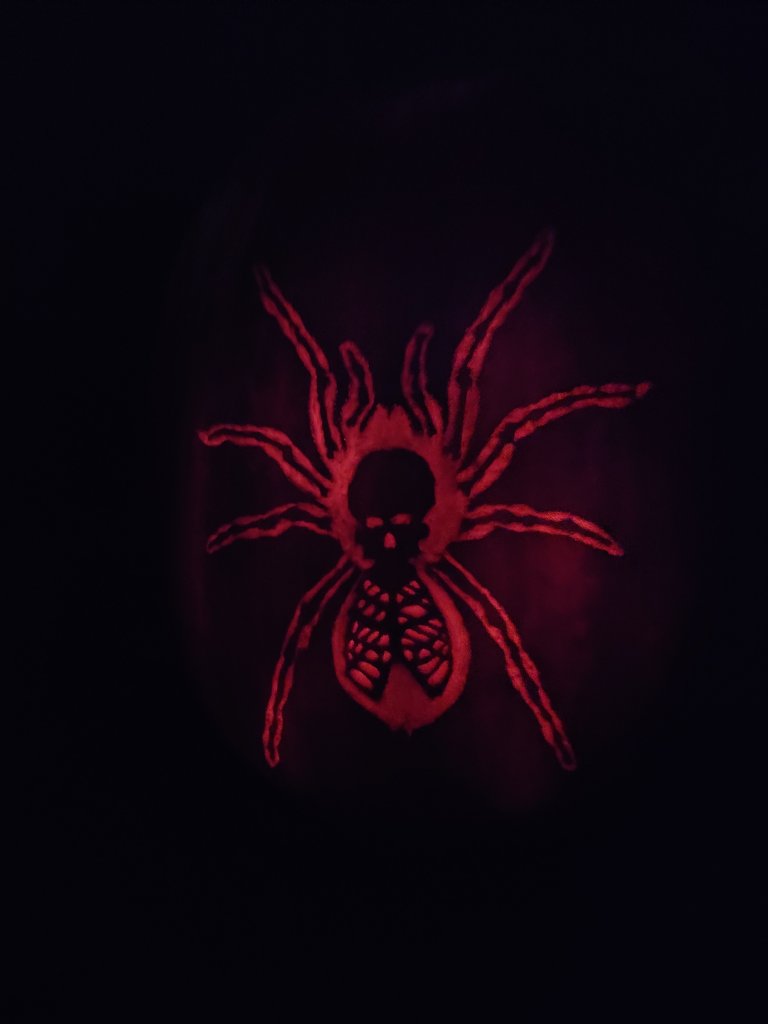 Pumpkin tarantula carving